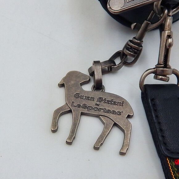 L.A.M.B. LeSportsac Black Rasta Stripe Makeup Bag Gwen Stefani Leopard - Picture 6 of 11